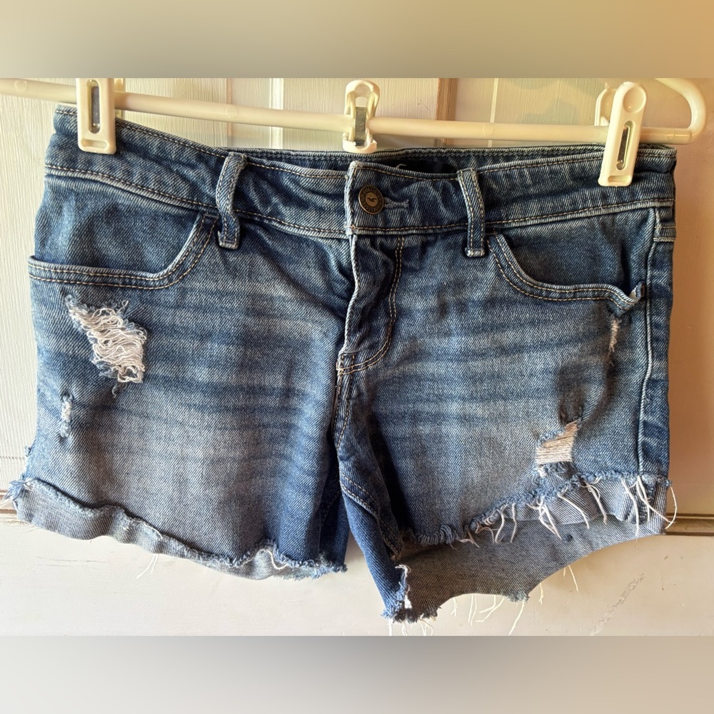Hollister Ripped Blue Jean Shorts